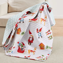 Load image into Gallery viewer, Gnome Holidays White Quilted Throw