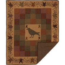 Load image into Gallery viewer, Heritage Farms Applique Crow & Star Quilted Throw 50 X 60