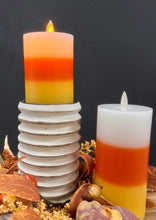 Load image into Gallery viewer, Candy Corn Flame LED Candle 3x6"
