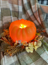Load image into Gallery viewer, Orange Pumpkin Carved Moving Flame LED Candle 8x6"