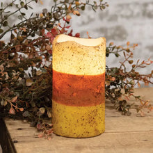 Load image into Gallery viewer, Grungy Candy Corn Timer Pillar, 5"
