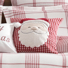 Load image into Gallery viewer, Peppermint Plaid Santa Applique Throw Pillow