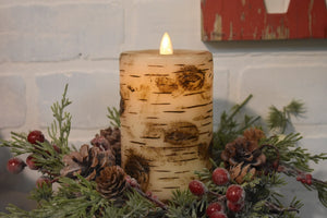 Birch Moving Flame Candle Pillar