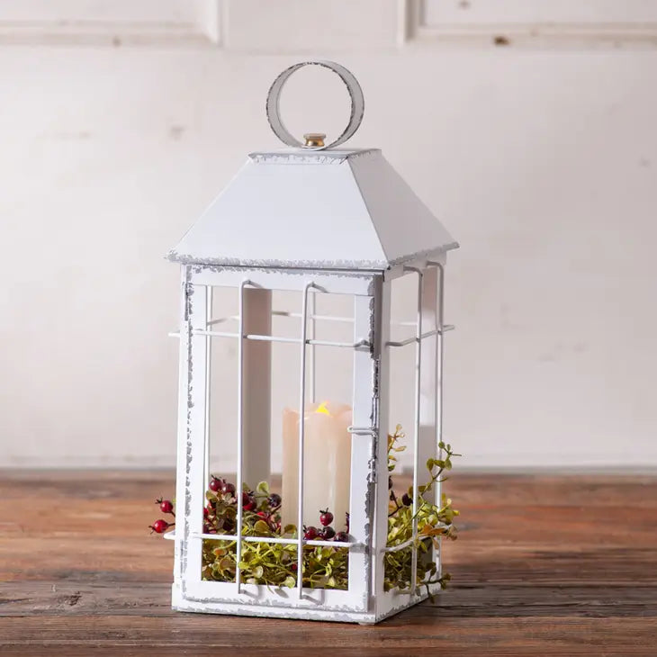 Rustic White Table Lantern