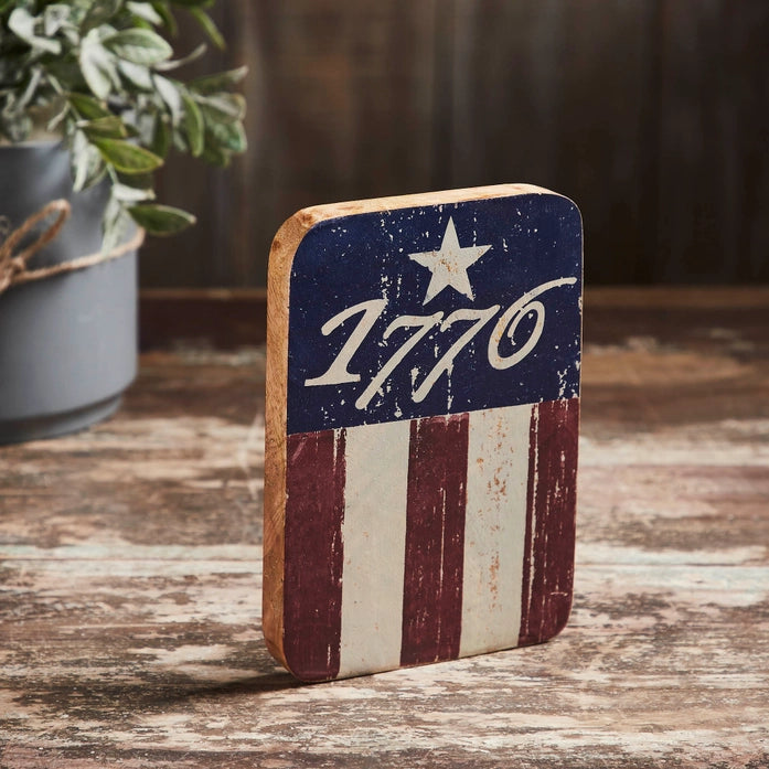 1776 Flag Stripes Wooden Sign