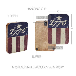 1776 Flag Stripes Wooden Sign