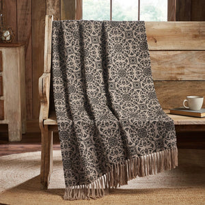 Custom House Black/Tan Jacquard Woven Throw