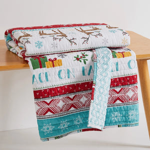 HO HO Holidays Quilted Throw Blanket