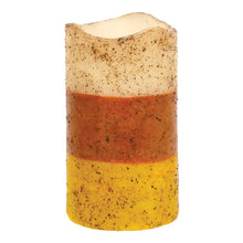 Load image into Gallery viewer, Grungy Candy Corn Timer Pillar, 5"
