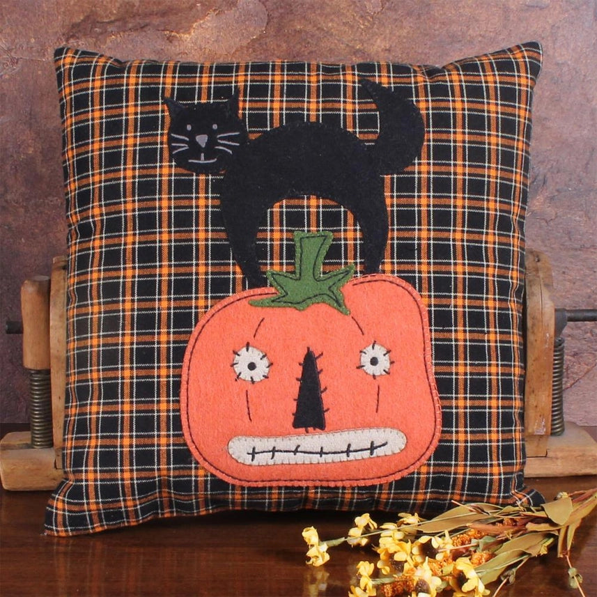 Black Cat Pumpkin Fall Pillow