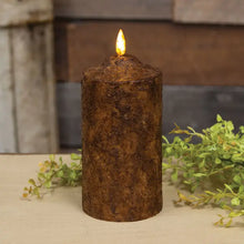 Load image into Gallery viewer, Burnt Mustard Flicker Flame Cake Pillar Candle
