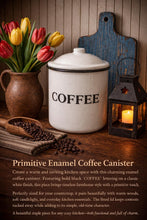 Load image into Gallery viewer, Primitive Enamel Coffee Canister Set in White w/Black Rim Set

