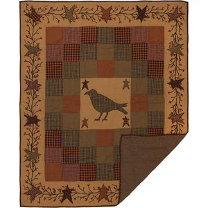 Heritage Farms Applique Crow & Star Quilted Throw 50 X 60