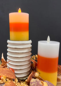 Candy Corn Flame LED Candle 3x6"