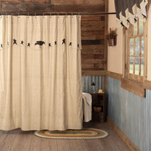 Load image into Gallery viewer, Kettle Grove Shower Curtain w Applique Crow &amp; Star Valance
