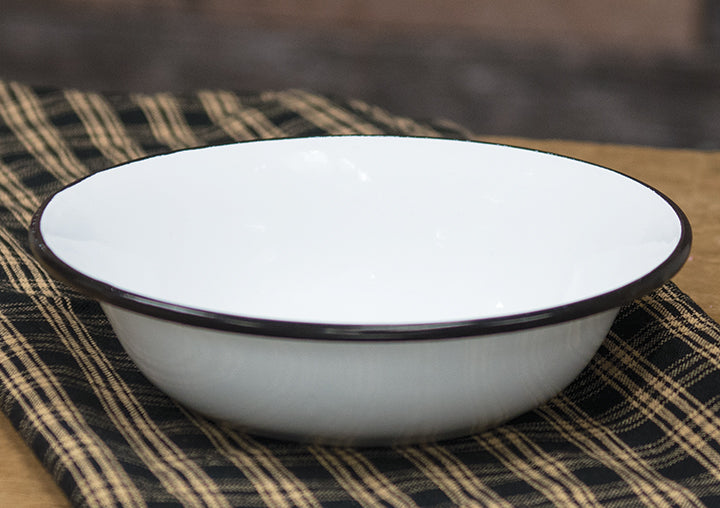 Black Trim Enamel Soup Bowl