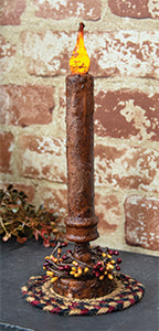 Burnt Mustard Twisty Flame Candlestick, 10"