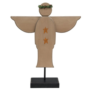 Distressed Wooden Angel on Base