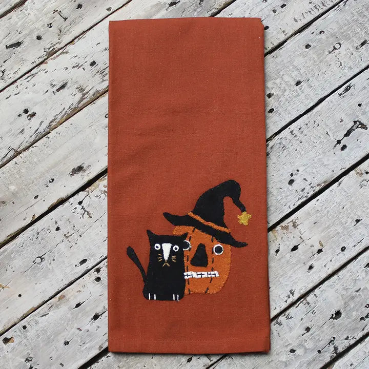 Cat, Pumpkin Oh My Fall Dish Towel