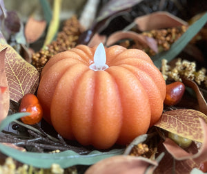 Orange Pumpkin Carved Moving Flame Candle