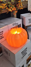 Load image into Gallery viewer, Orange Pumpkin Carved Moving Flame LED Candle 8x6"
