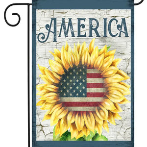 American Flag on Sunflower Garden Flag