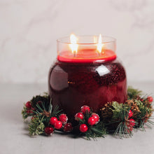 Load image into Gallery viewer, Iced Red Berries &amp; Pinecones Candle Ring
