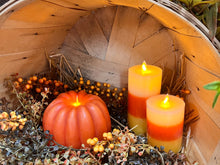 Load image into Gallery viewer, Candy Corn Flame LED Candle 3x6&quot;
