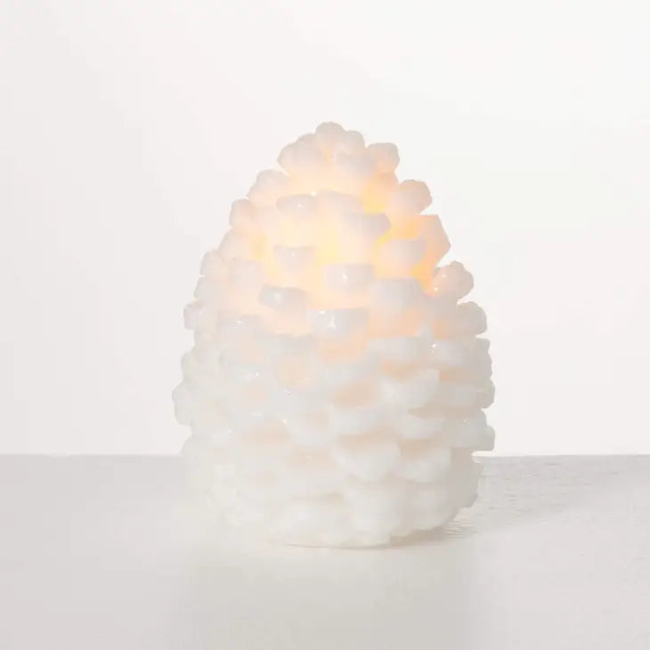 Snowy Pinecone LED Candle