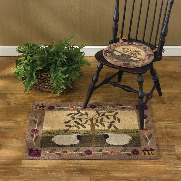 Willow & Sheep Hooked Chair Pad