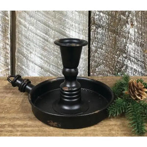 Black Distressed Taper Candle Holder