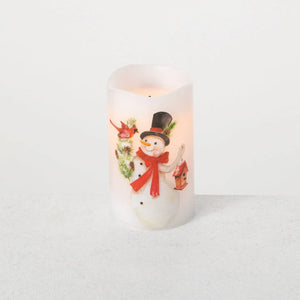 Snowman LED Pillar Candle