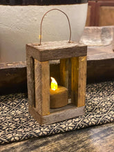 Load image into Gallery viewer, Rustic Candle Holder ornament w/grungy tealight
