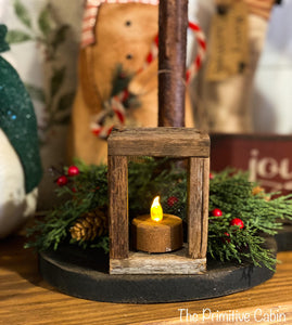 Rustic Candle Holder ornament w/grungy tealight