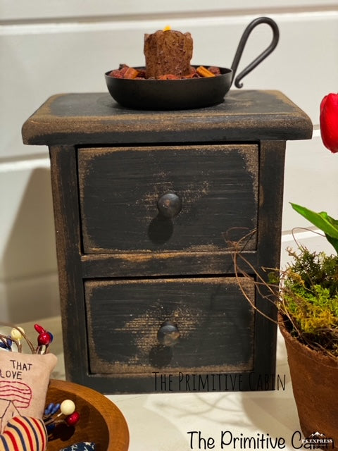 Black Distressed 2 Drawer Cupboard